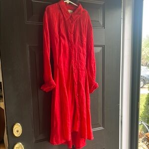 HD In Paris  Size 4 Red Button-Up above the knee Dress with slip